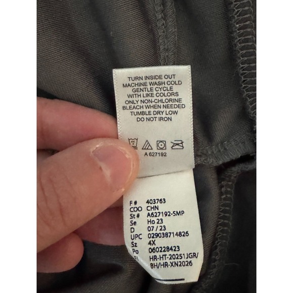 LOGO Lori Goldstein Crushed Velvet Long Sleeve Tunic Top 4X Charcoal Sheer Hem - Picture 11 of 13